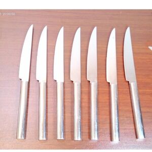 Vtg Boda Nova OVAL STEEL 9" Dinner Knives Set of 7 Japan Stainless Bjornstjerna